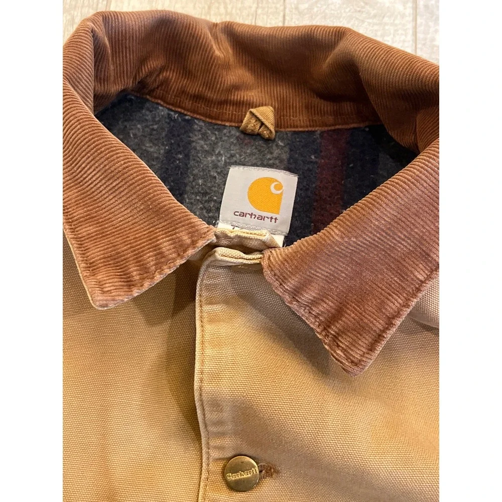 Carhartt Mens Duck Canvas Blanket Lined Chore Coat Jacket Tan Brown C01 BRN‎
